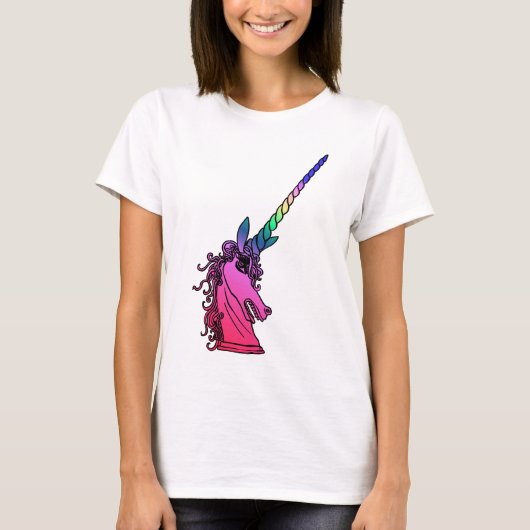 Rainbow Unicorn Cameo Emblem Long Sleeve T-Shirt (Vorderseite)