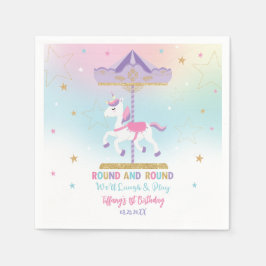 Rainbow Unicorn Carousel 1. Geburtstag Gold Glitze Serviette