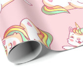 Rainbow Unicorn Cat Wrapping Paper Geschenkpapier (Rolleneckpunkt)
