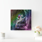 Rainbow Unicorn Clock Quadratische Wanduhr (Zuhause)