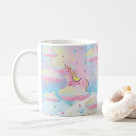 Rainbow Unicorn Cloud-Tasse Kaffeetasse (Mit Donut)