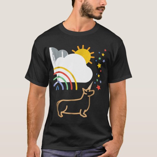 Rainbow Unicorn Corgi Dog T-Shirt (Vorderseite)
