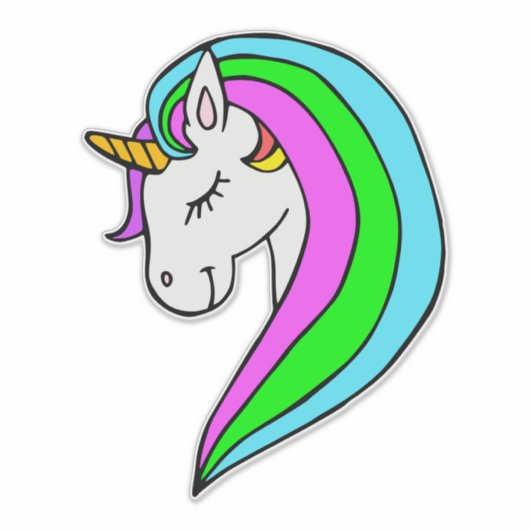 Rainbow Unicorn Custom-Cut Vinyl Sticker (Vorderseite)