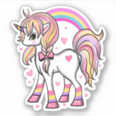 Rainbow Unicorn Custom-Cut Vinyl Sticker (Vorderseite)