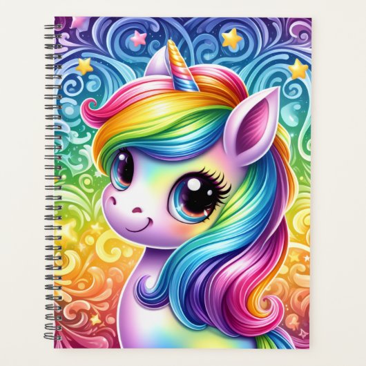 Rainbow unicorn cute fun planner book planer (Vorderseite)