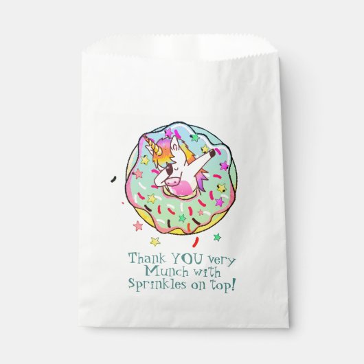 Rainbow Unicorn Dab Dance fun Blue Iced Donut Geschenktütchen (Vorderseite)
