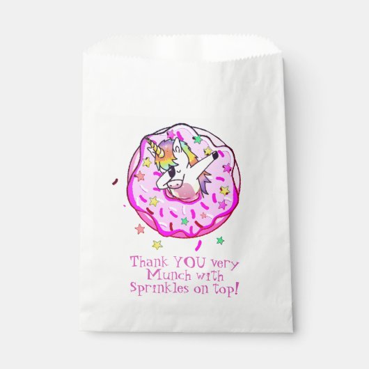 Rainbow Unicorn Dab Dance fun Pink Iced Donut Geschenktütchen (Vorderseite)