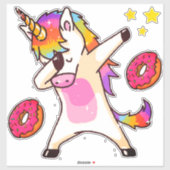 Rainbow Unicorn Dab Dance Pink Iced Donut Party Aufkleber (Blatt)