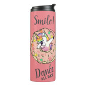 Rainbow Unicorn Dab Dance Pose Peach Pink Donut Thermosbecher (Nach links gedreht)
