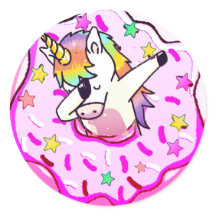 Rainbow Unicorn Dab Dance Pose Pink Iced Donut
