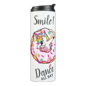 Rainbow Unicorn Dab Dance Pose Rosa Donut Thermal Thermosbecher (Nach links gedreht)