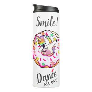 Rainbow Unicorn Dab Dance Pose Rosa Donut Thermal Thermosbecher