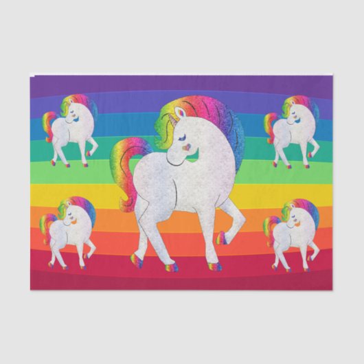 Rainbow Unicorn Decoupage Tissue Paper Seidenpapier (Vorderseite)