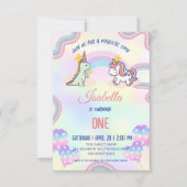 Rainbow Unicorn & Dinosaur Friends Birthday Party Dankeskarte (Vorderseite)