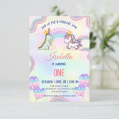 Rainbow Unicorn & Dinosaur Friends Birthday Party Dankeskarte (Stehend Vorderseite)