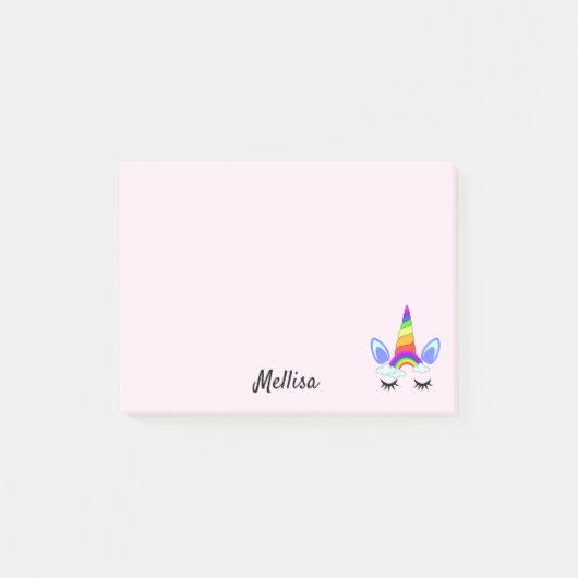 Rainbow Unicorn DIY Your Name Post-it Notes Klebezettel (Vorderseite)