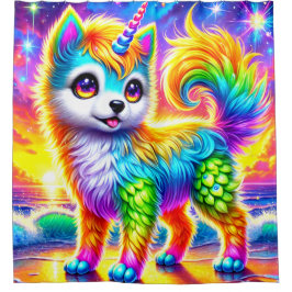 Rainbow Unicorn Dog Duschvorhang