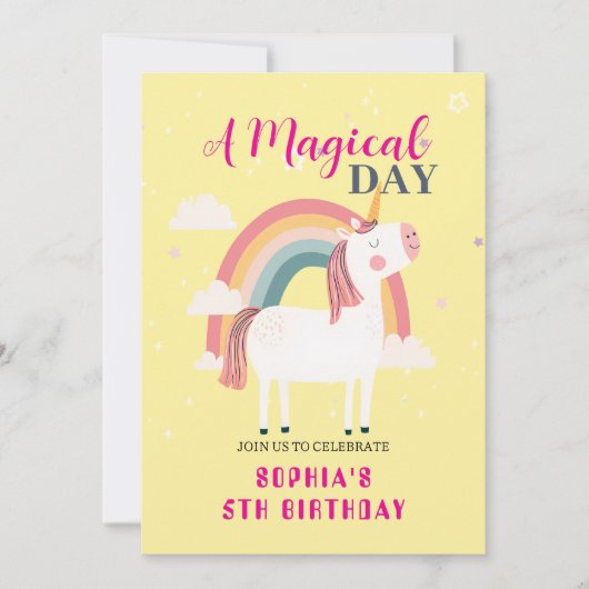 Rainbow Unicorn Einladung (Vorderseite)