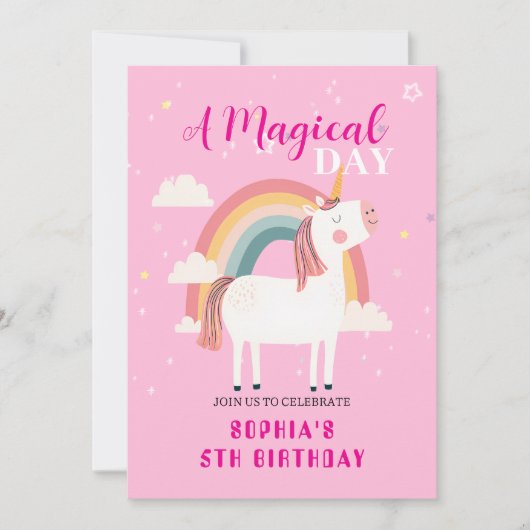 Rainbow Unicorn Einladung (Vorderseite)