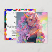 Rainbow Unicorn Einladung (Vorne/Hinten)
