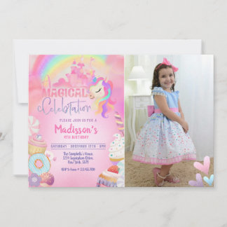 Rainbow Unicorn Einladung
