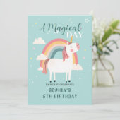 Rainbow Unicorn Einladung (Stehend Vorderseite)