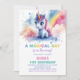 Rainbow Unicorn Einladung zum Geburtstag
