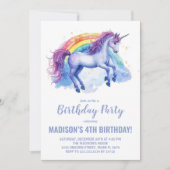 Rainbow Unicorn Einladung zum Geburtstag (Vorderseite)