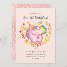 Rainbow Unicorn - Einladung zum Geburtstag