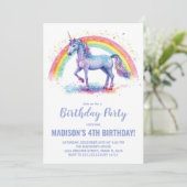 Rainbow Unicorn Einladung zum Geburtstag (Stehend Vorderseite)