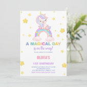 Rainbow Unicorn Einladung zum Geburtstag (Stehend Vorderseite)