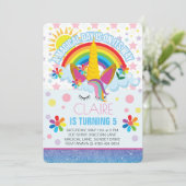 Rainbow Unicorn Einladung zum Geburtstag (Stehend Vorderseite)