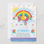 Rainbow Unicorn Einladung zum Geburtstag (Vorderseite)
