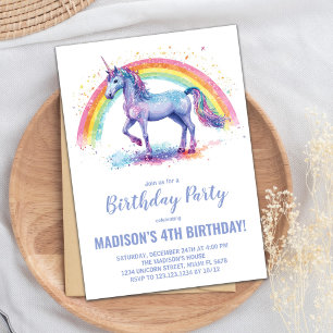Rainbow Unicorn Einladung zum Geburtstag