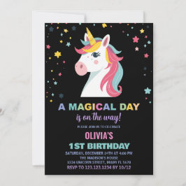Rainbow Unicorn Einladung zum Geburtstag