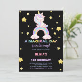 Rainbow Unicorn Einladung zum Geburtstag (Stehend Vorderseite)