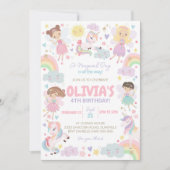 Rainbow Unicorn Fairy Birthday Einladung Fairies (Vorderseite)
