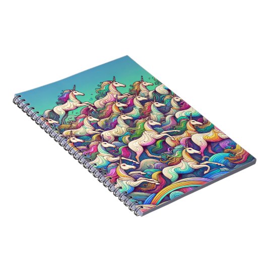 Rainbow Unicorn Fantasy Art Notebook Notizblock (Rechte Seite)