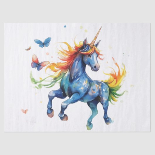 Rainbow Unicorn Fantasy Tissue Paper - 10lb, 17"x2 Seidenpapier (Vorderseite)
