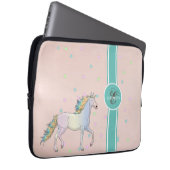 Rainbow Unicorn, farbenfrohe Sterne Monogramm Laptopschutzhülle (Vorne Rechts)