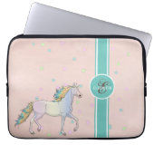 Rainbow Unicorn, farbenfrohe Sterne Monogramm Laptopschutzhülle (Vorderseite)