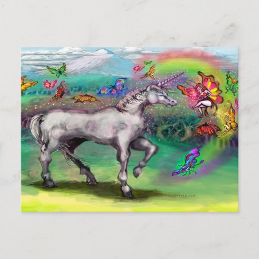 Rainbow Unicorn-Feen Postkarte (Vorderseite)