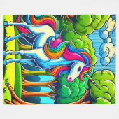 Rainbow Unicorn Fleecedecke (Vorderseite (Horizontal))