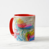 Rainbow Unicorn Frohe Weihnachtsmalerei Tasse (Vorderseite Links)
