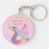 Rainbow Unicorn Geboren zu Sparkle Niedlich Schlüsselanhänger (Rückseite)