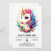 Rainbow Unicorn Geburt Einladung (Vorne/Hinten)