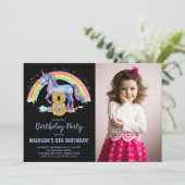 Rainbow Unicorn Geburtstag Einladungen Foto (Stehend Vorderseite)