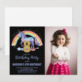 Rainbow Unicorn Geburtstag Einladungen Foto (Vorne/Hinten)