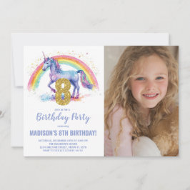 Rainbow Unicorn Geburtstag Einladungen Foto