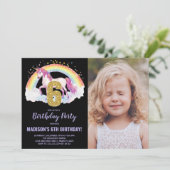 Rainbow Unicorn Geburtstag Einladungen Foto (Stehend Vorderseite)